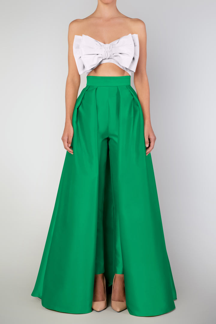 Silk and Wool Cigarette Pants with Convertible Skirt