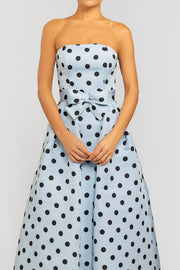 Strapless Polka Dot Silk Faille Column Gown with French Bow Polka Dot Silk Faille Convertible Skirt