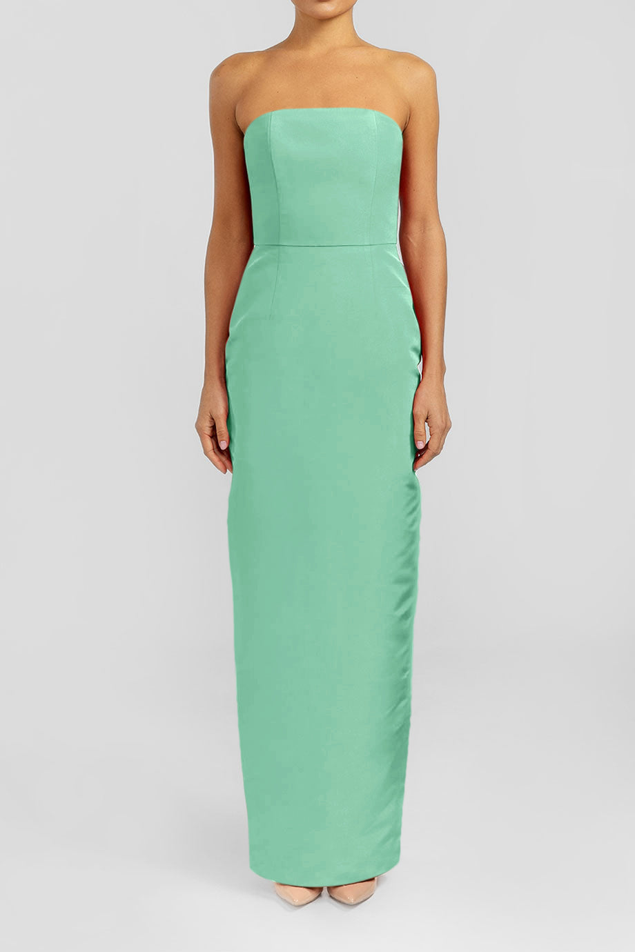 Silk Faille Strapless Column Gown with Bow Convertible Skirt main image 0