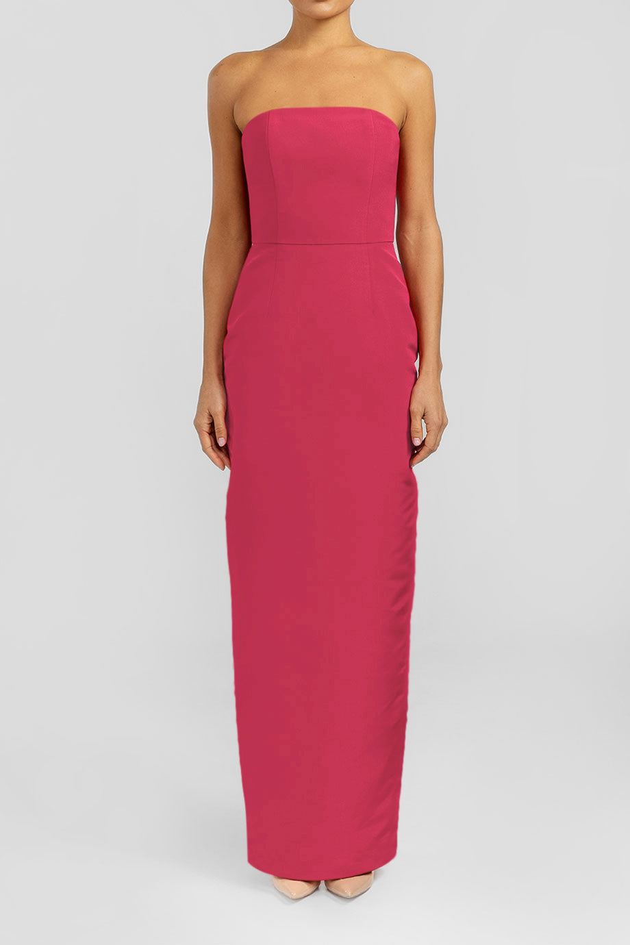Silk Faille Strapless Column Gown with Bow Convertible Skirt