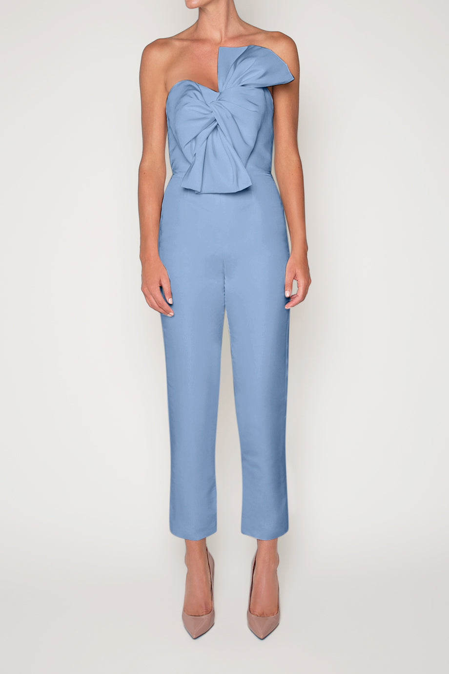 Twisted Bow Silk Faille Jumpsuit