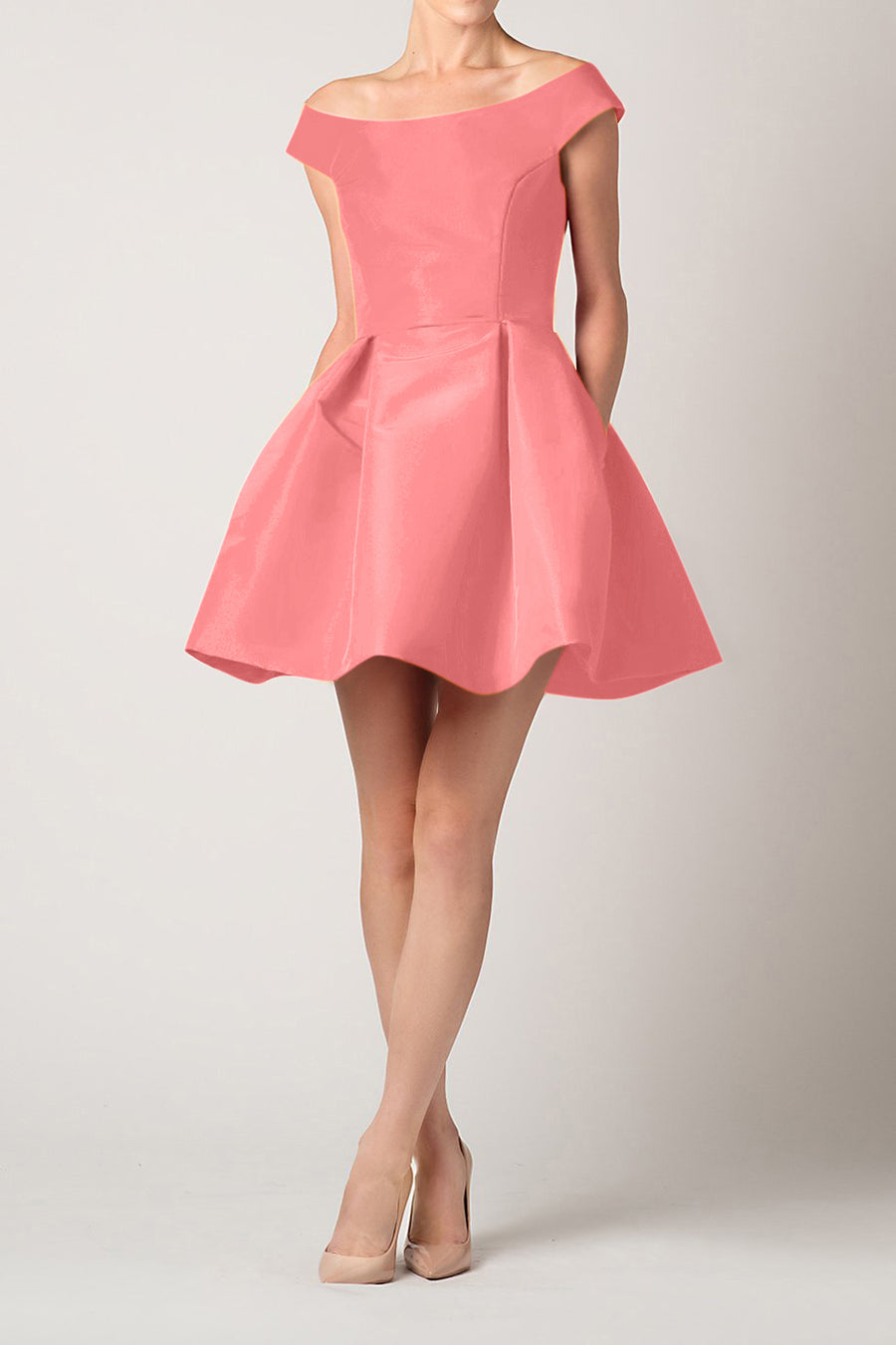 Off The Shoulder Silk Faille Mini Dress