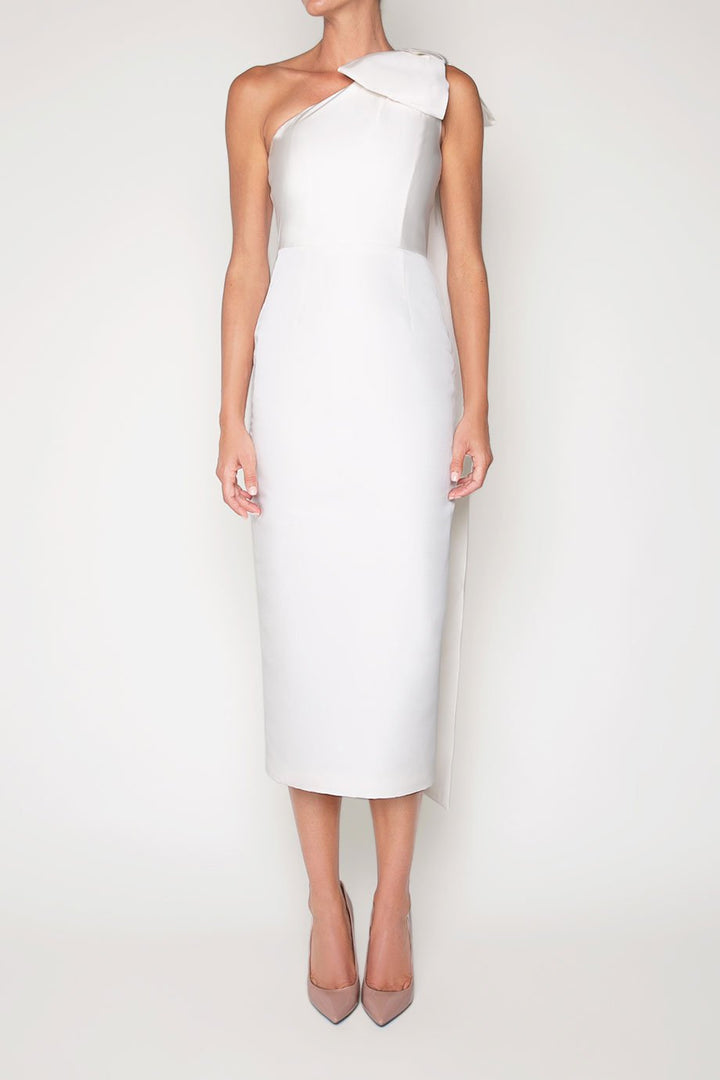 Anne Silk Faille Midi Dress