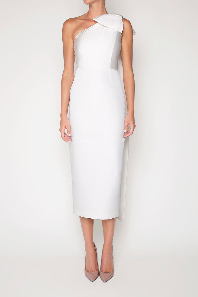Anne Silk Faille Midi Dress 8 / Raspberry