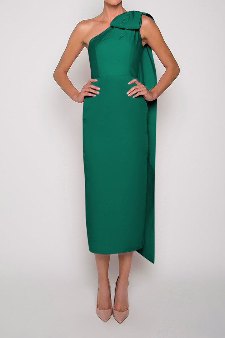 Anne Silk Faille Midi Dress