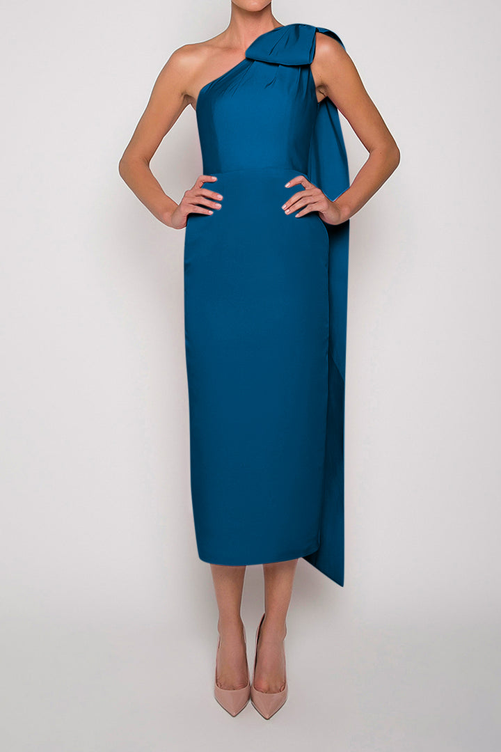 Anne Silk Faille Midi Dress