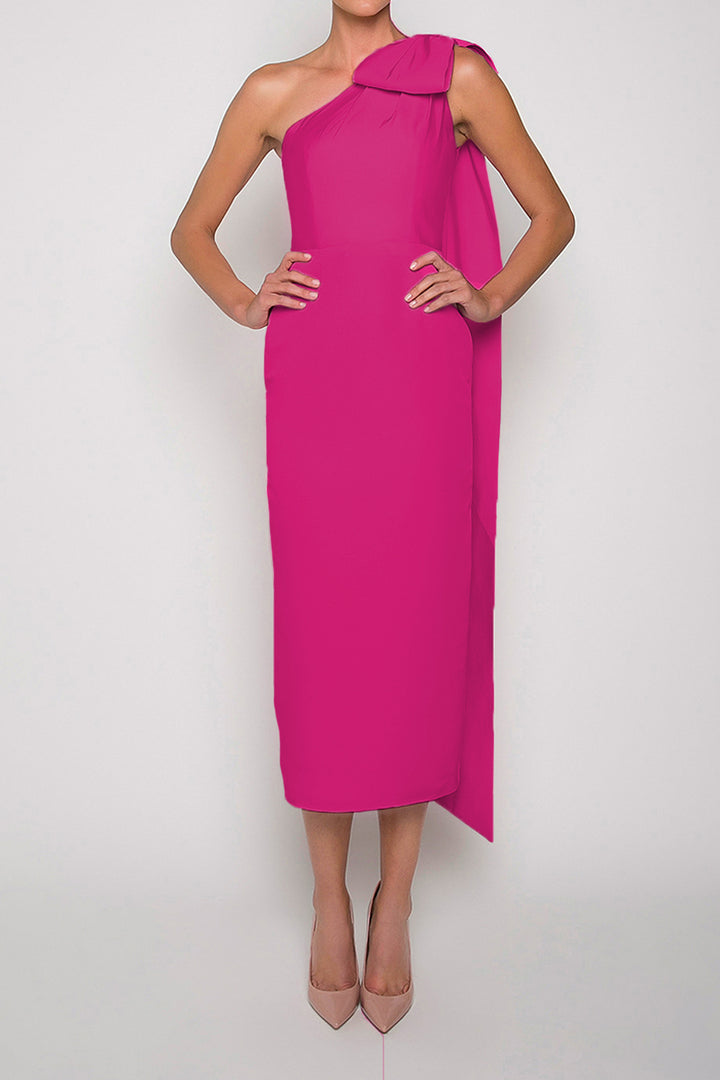 Anne Silk Faille Midi Dress