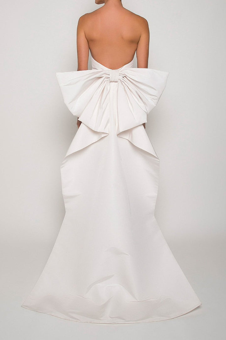 Bow Butterfly Silk Faille Column Gown 16 / Light Blue Bow Butterfly Silk Faille Column Gown 16 / Light Blue