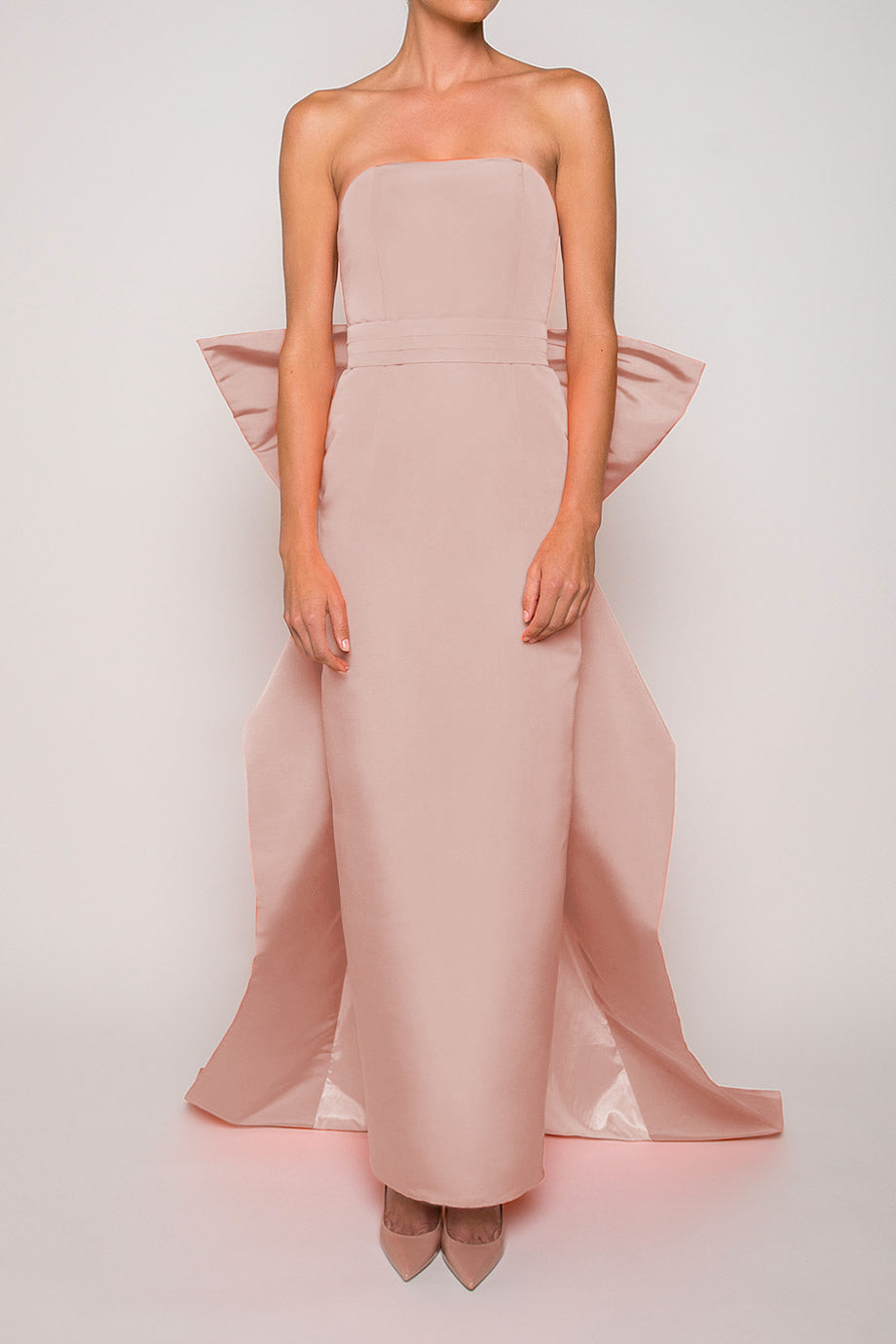 Bow Butterfly Silk Faille Column Gown