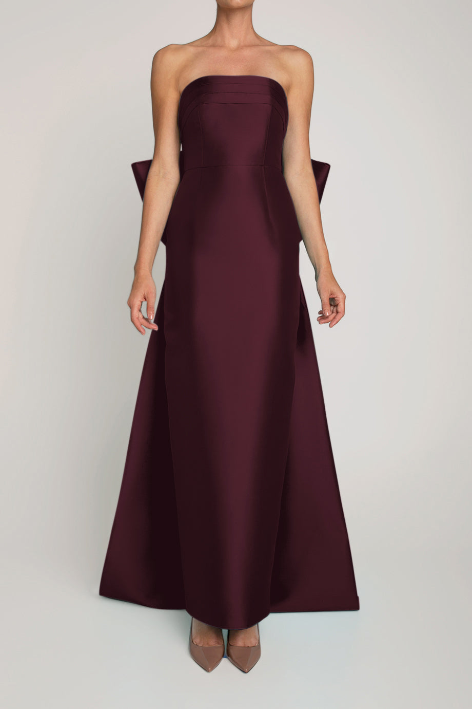 Camille Silk and Wool Column Gown with Removable Train