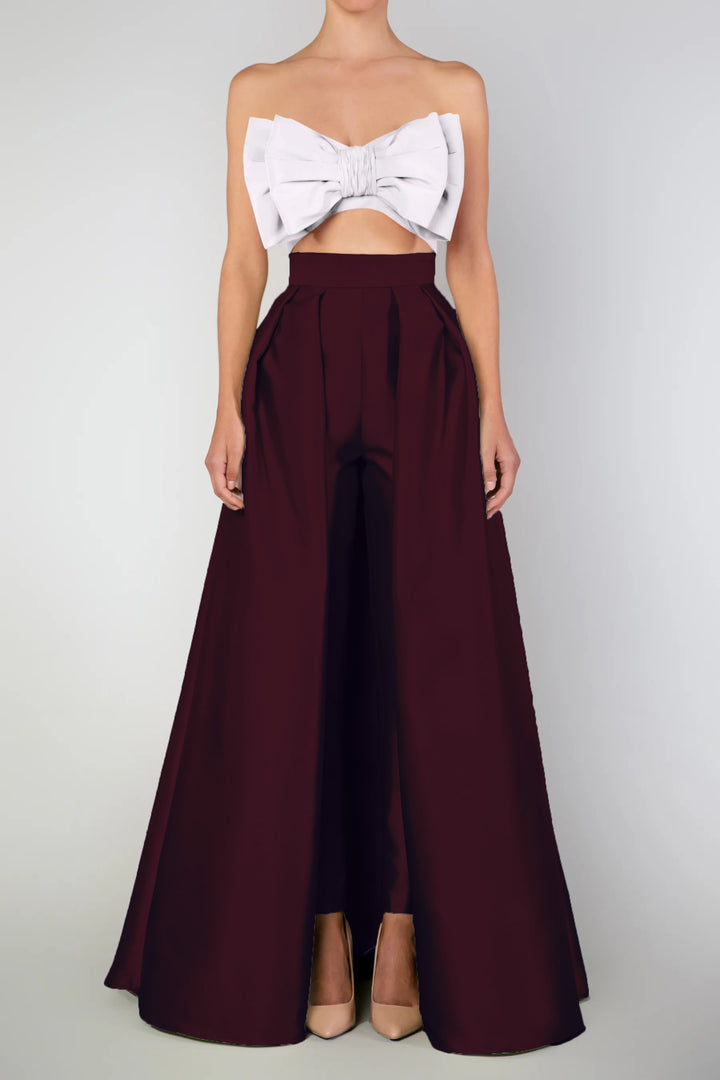 Silk and Wool Cigarette Pants with Convertible Skirt