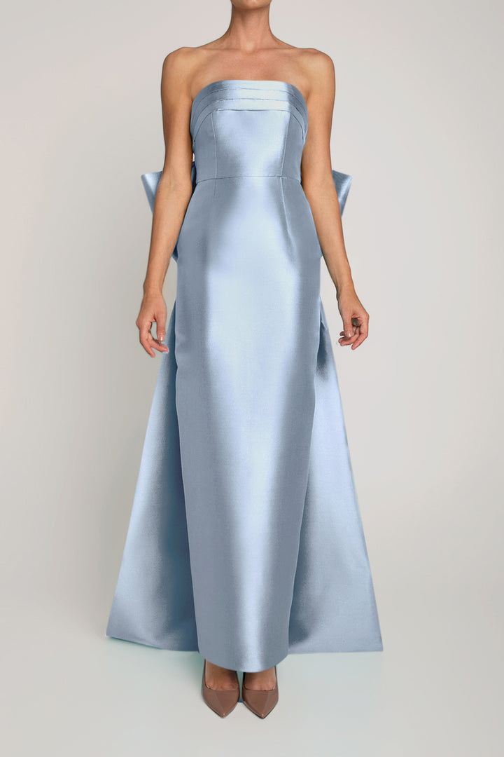 Camille Silk and Wool Column Gown with Removable Train