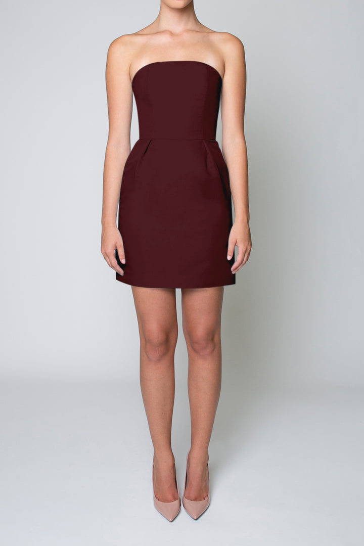 Strapless Silk Faille Mini Dress