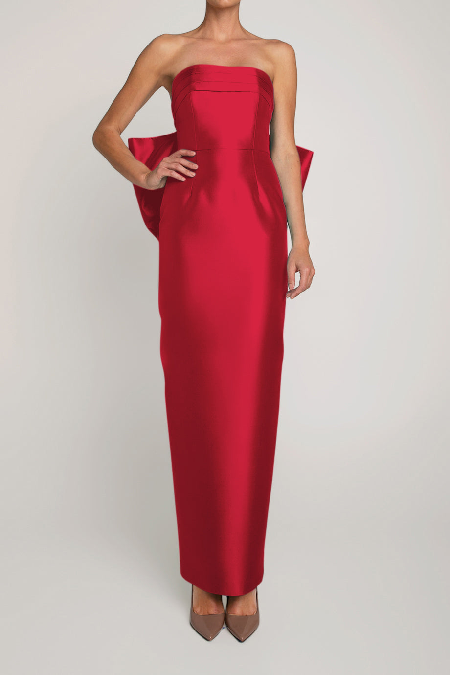 Camille Silk and Wool Column Gown with Removable Train