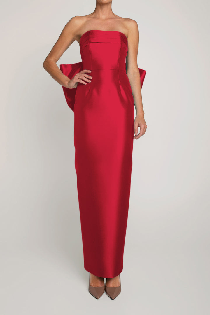 Camille Silk and Wool Column Gown with Removable Train