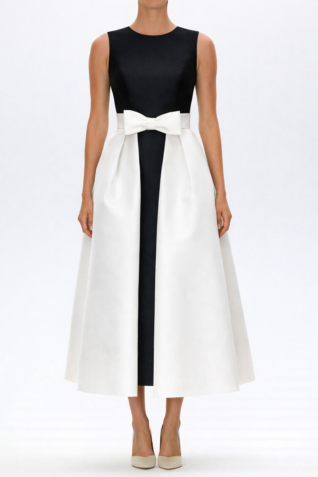 Silk Faille Mid-Length Bow Convertible Skirt