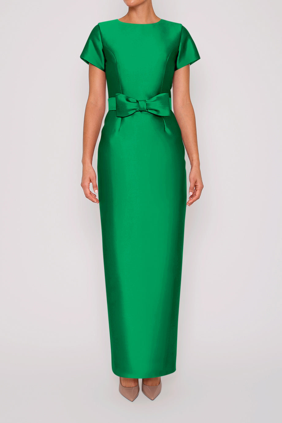 Bella Silk and Wool Column Gown 2 / Silk and Wool Emerald Green Bella Silk and Wool Column Gown 2 / Silk and Wool Emerald Green