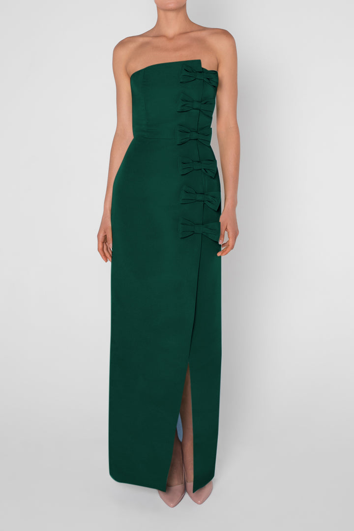 Daniela Silk Faille Wrap Column Gown