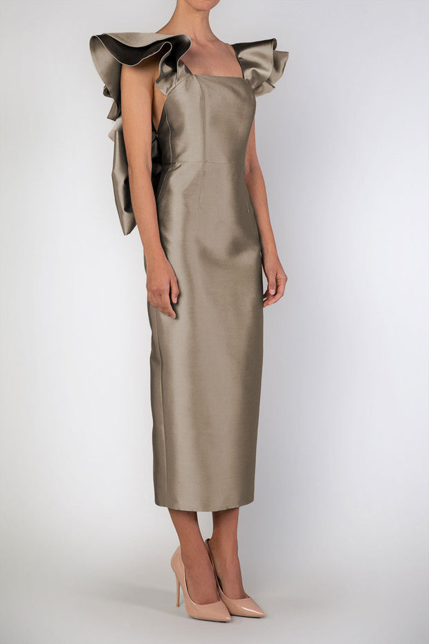 Elena Silk and Wool Midi Dress