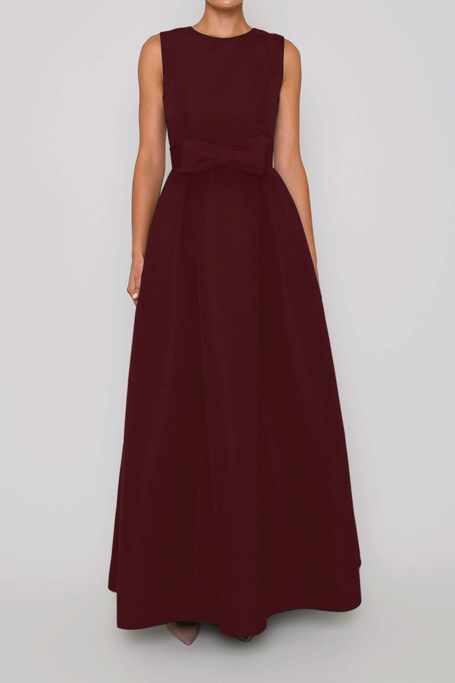 Elizabeth Silk Faille Midi Dress with Bow Belt