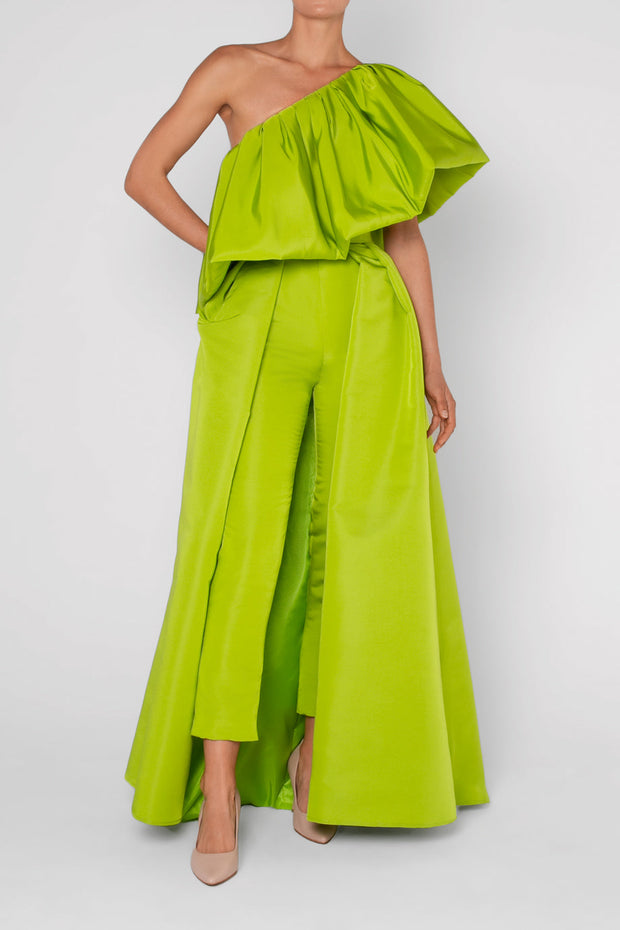 Irena Silk Faille Jumpsuit with Convertible Skirt
