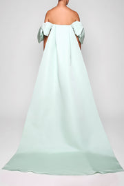 Josephine Silk Faille Column Gown with Detachable Cape