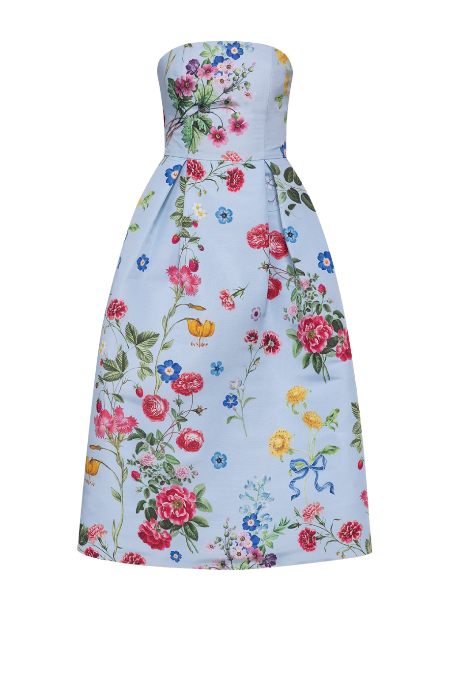 Madeline Sky Floral Silk Faille Full Midi Dress