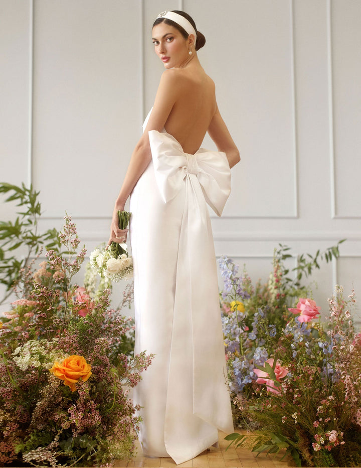 Magnolia Silk and Wool Column Gown
