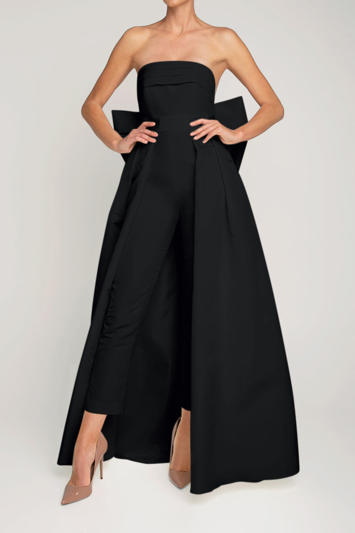 Margaret Silk Faille Jumpsuit with Convertible Skirt