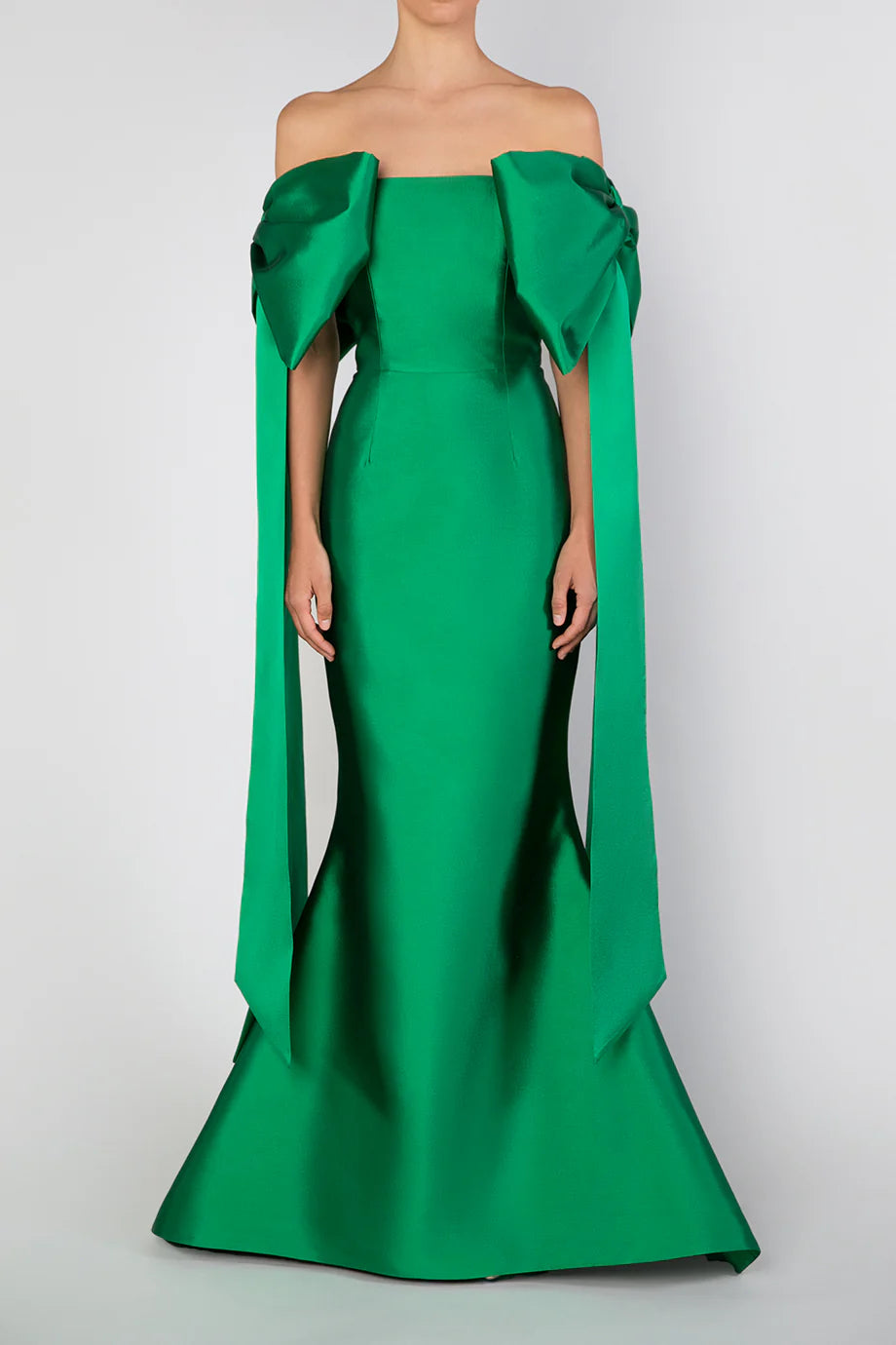 Catalina Silk and Wool Mermaid Gown with Detachable Sashes