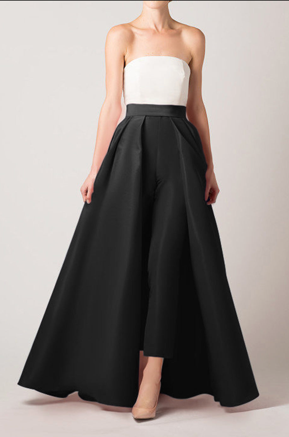 Silk Faille Cigarette Pants with Convertible Skirt