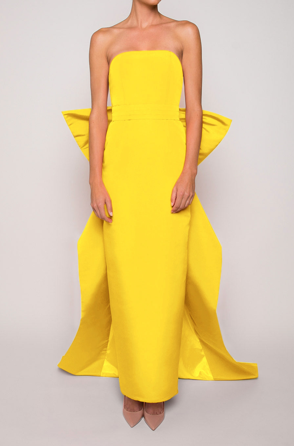 Bow Butterfly Silk Faille Column Gown