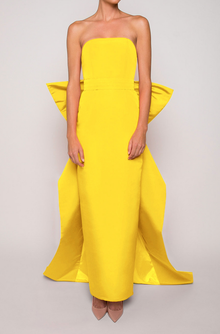Bow Butterfly Silk Faille Column Gown