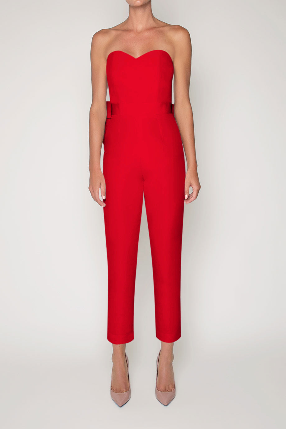 Silk Faille Bow Back Jumpsuit with Convertible Skirt