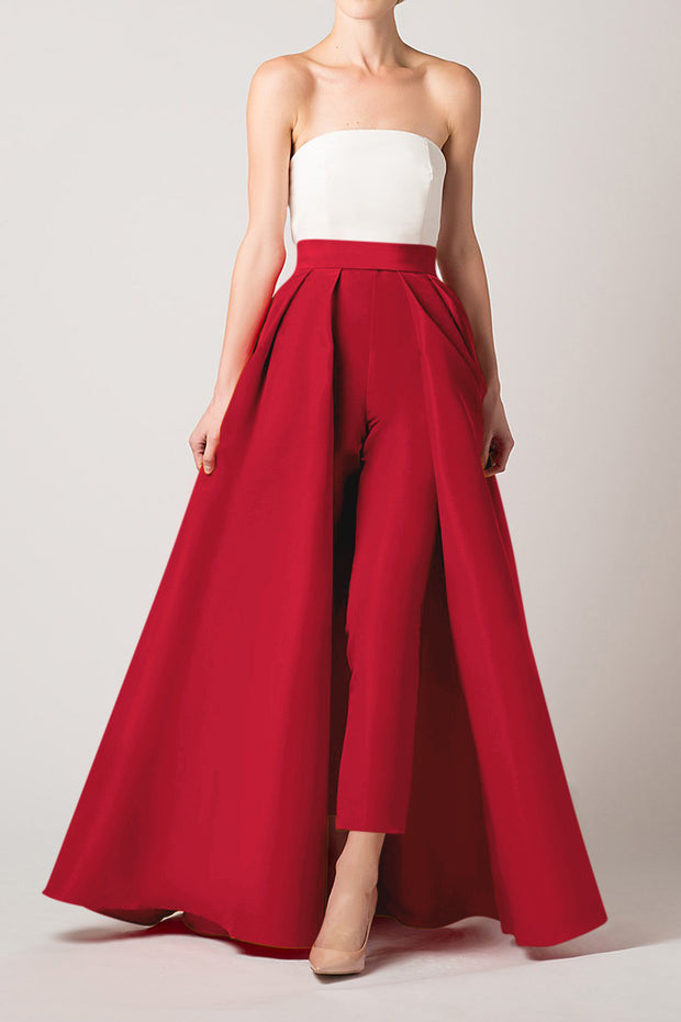 Silk Faille Cigarette Pants with Convertible Skirt