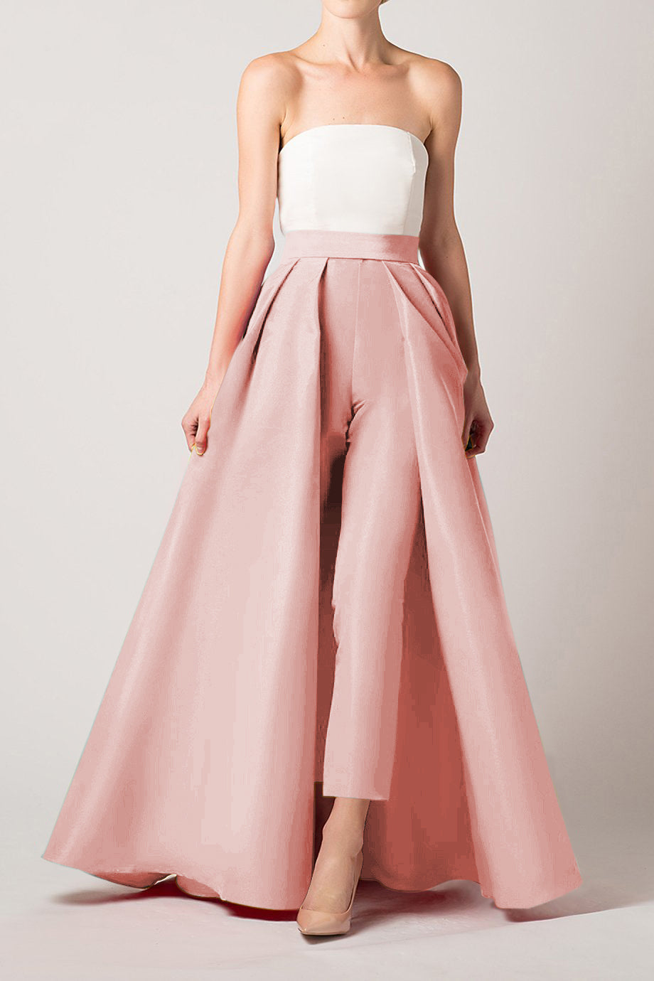 Silk Faille Cigarette Pants with Convertible Skirt