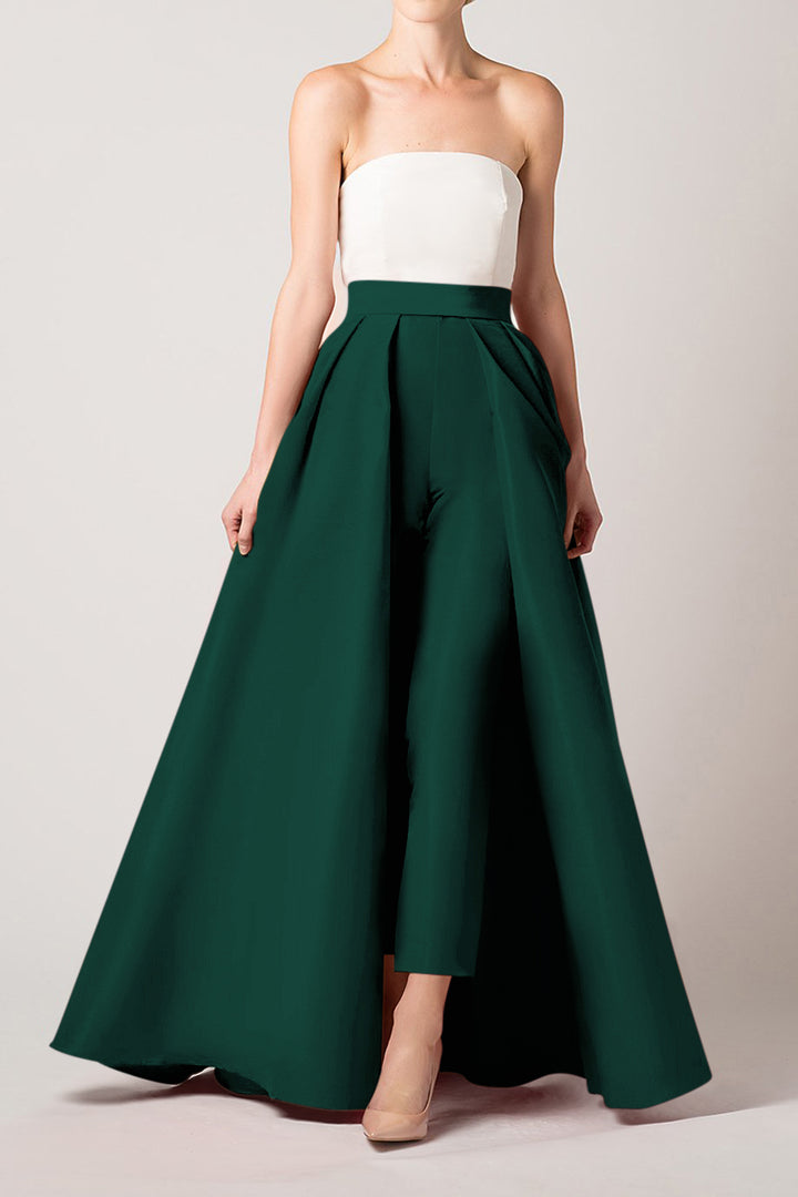 Silk Faille Cigarette Pants with Convertible Skirt