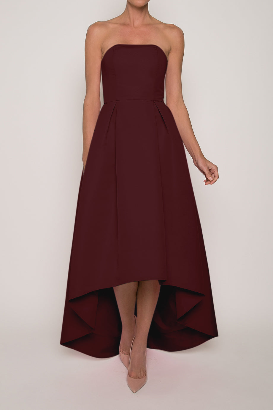 Strapless Silk Faille High Low Gown