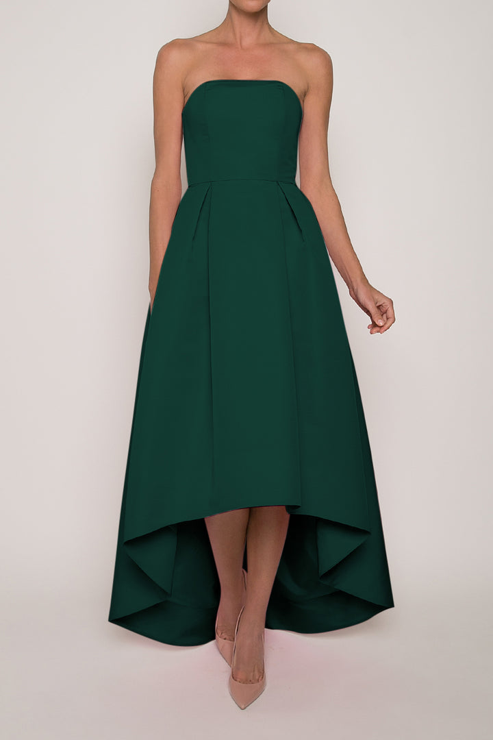 Strapless Silk Faille High Low Gown