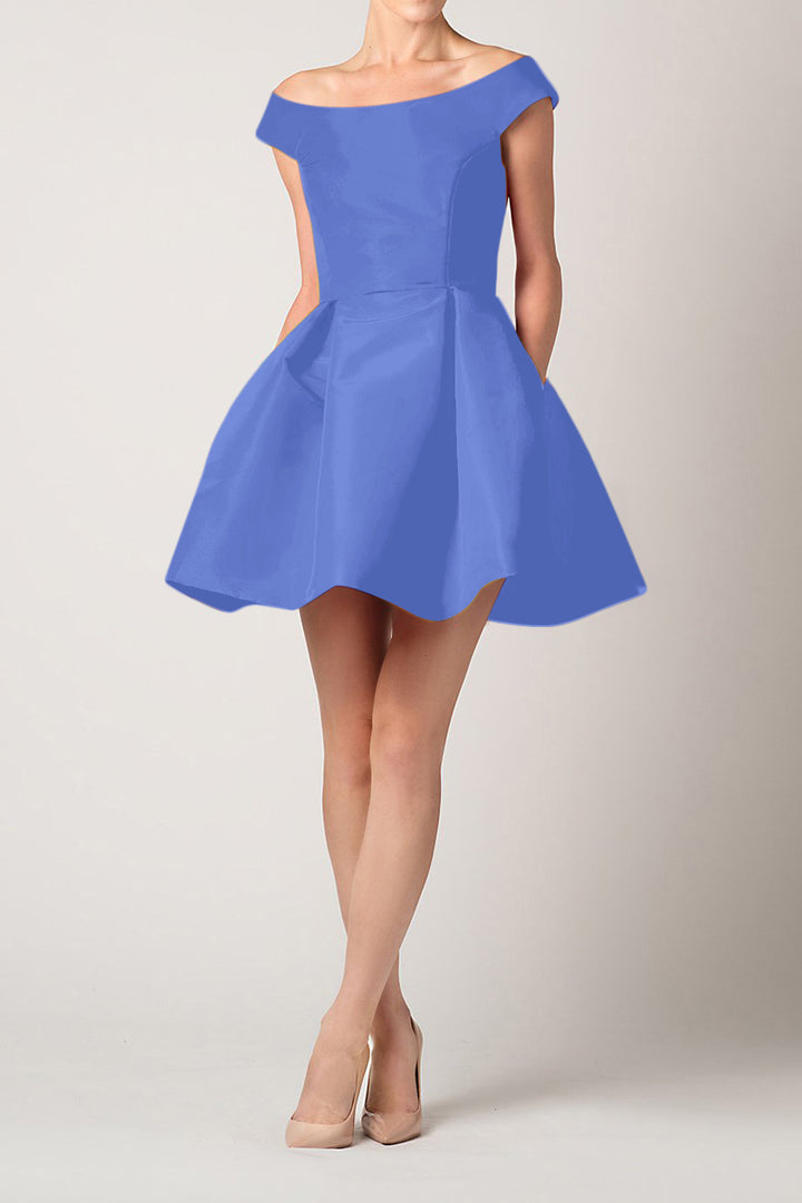 Off The Shoulder Silk Faille Mini Dress