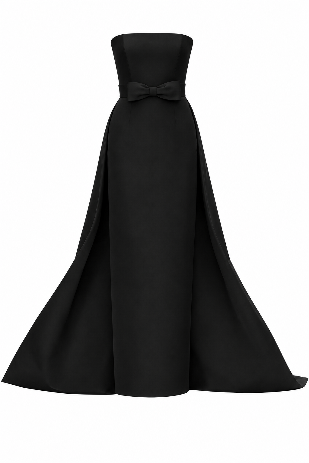 Leonore Silk Faille Column Gown with Detachable Bow Train