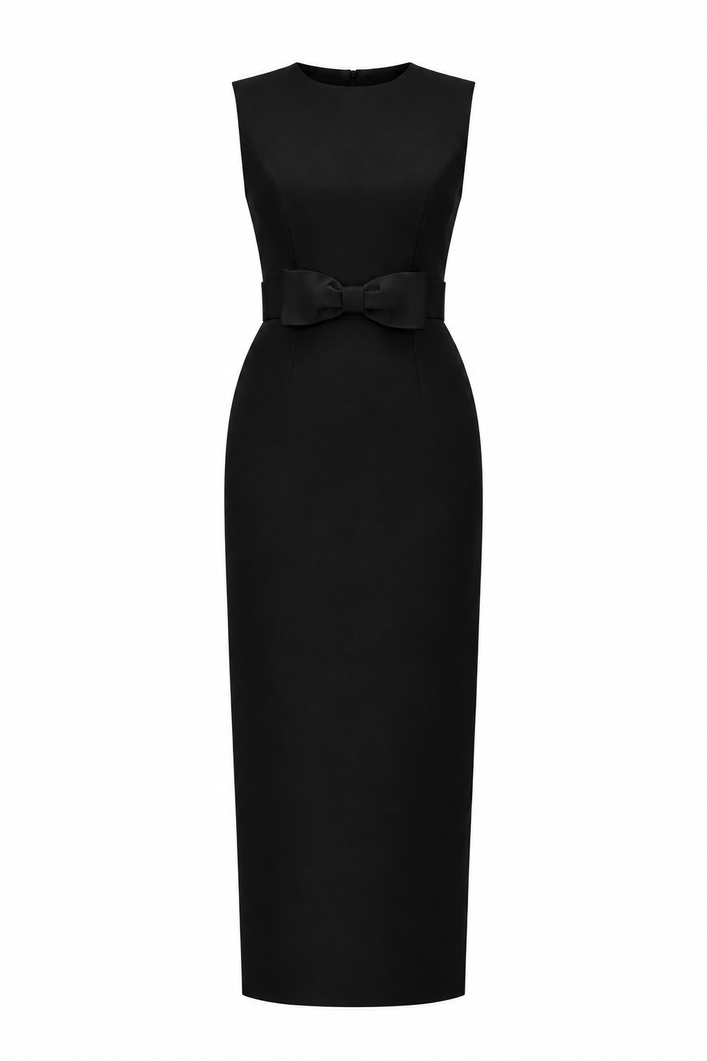 Lydia Silk Faille Midi Dress with Bow Belt