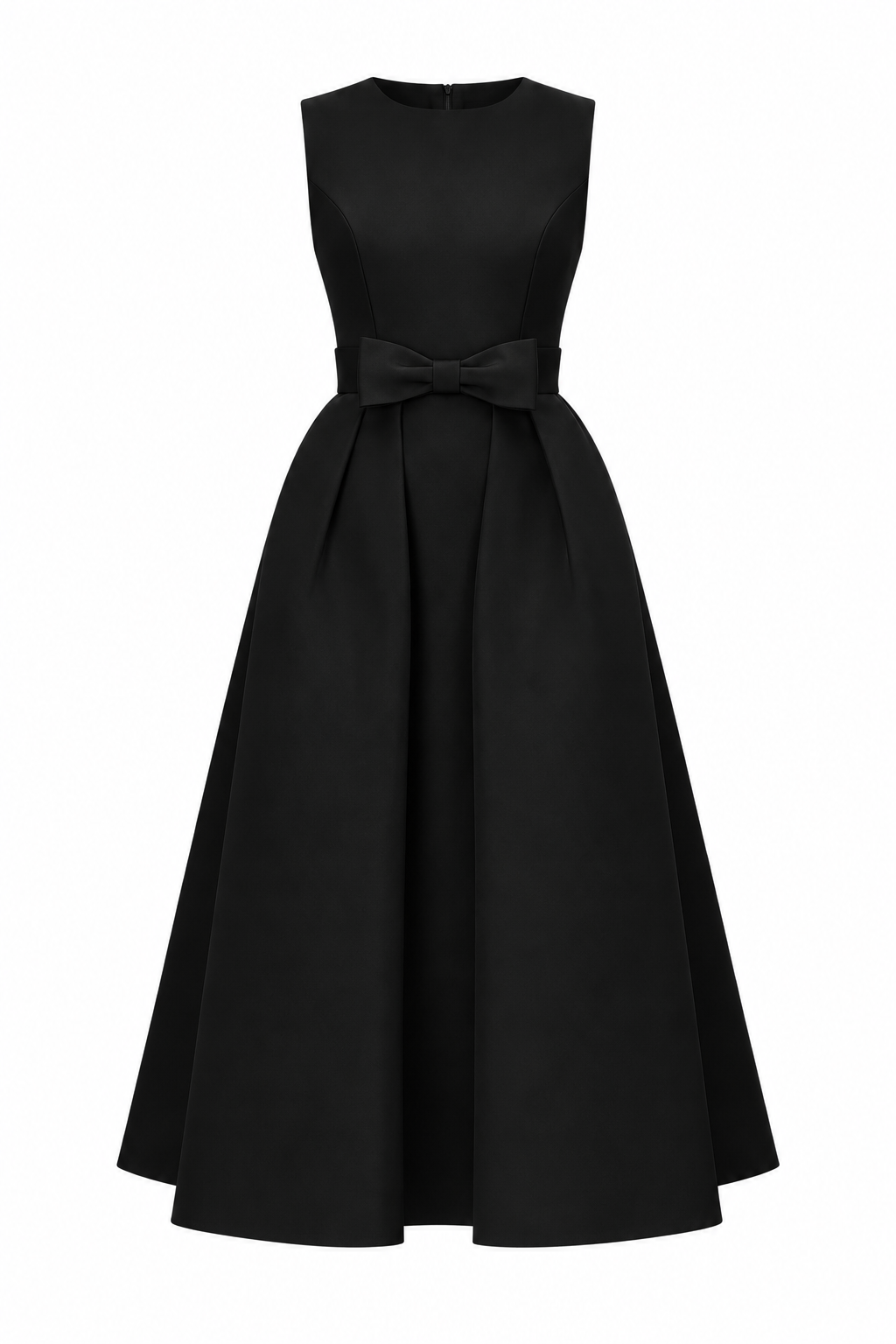 Lydia Silk Faille Midi Dress with Mid-Length Bow Convertible Skirt