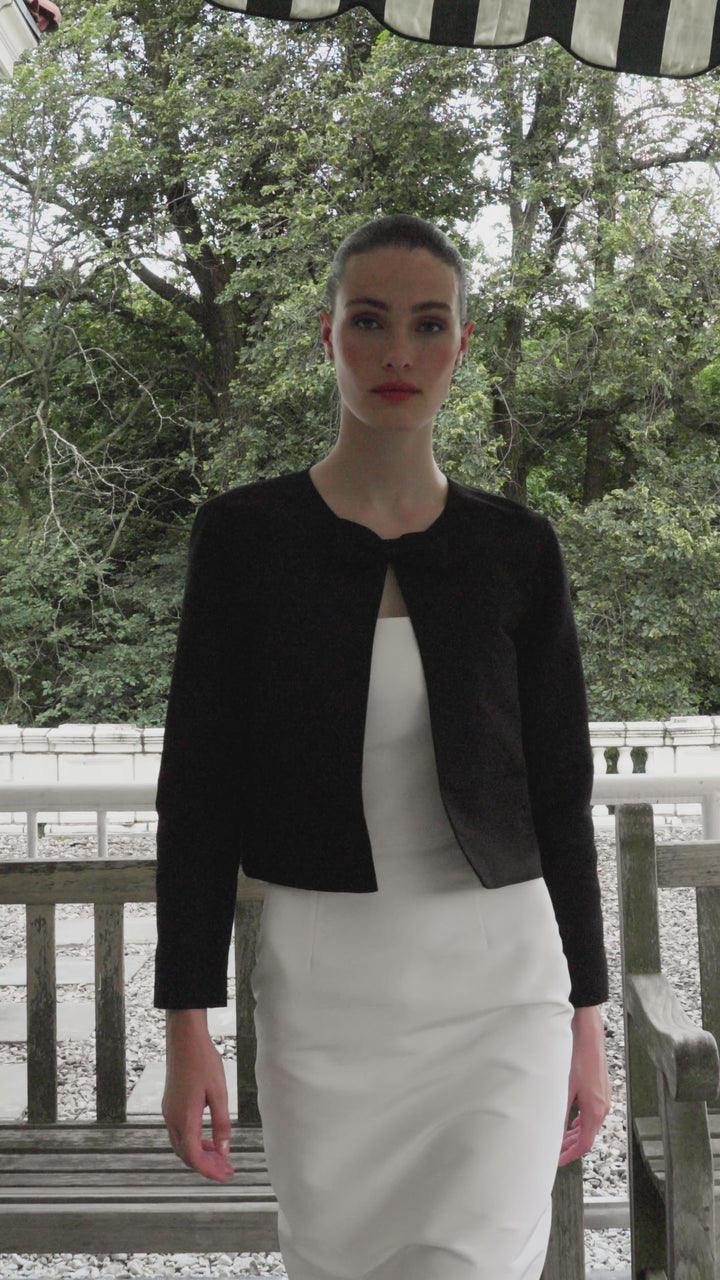 Emilie Silk Faille Bow Jacket