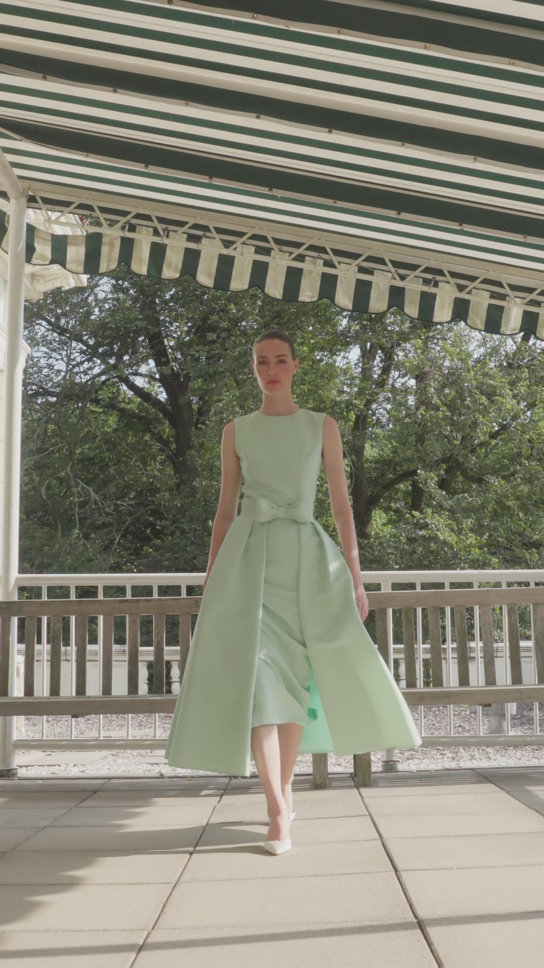 Lydia Silk Faille Midi Dress with Mid-Length Bow Convertible Skirt