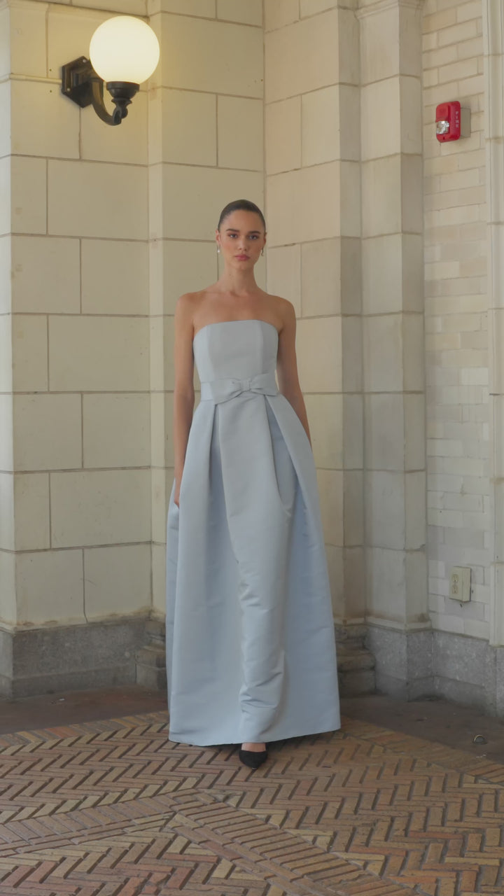 Clara Silk Faille Full Gown with Bow Belt