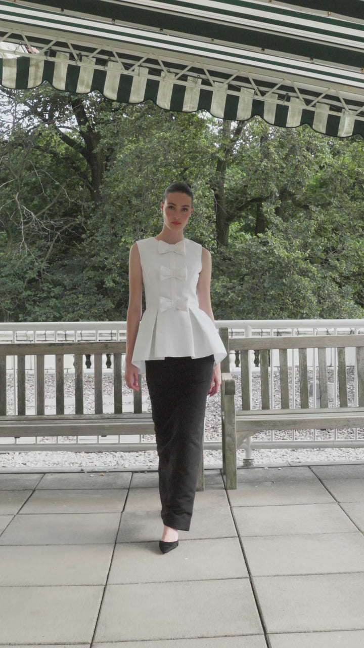 Odette Silk Faille Peplum Top