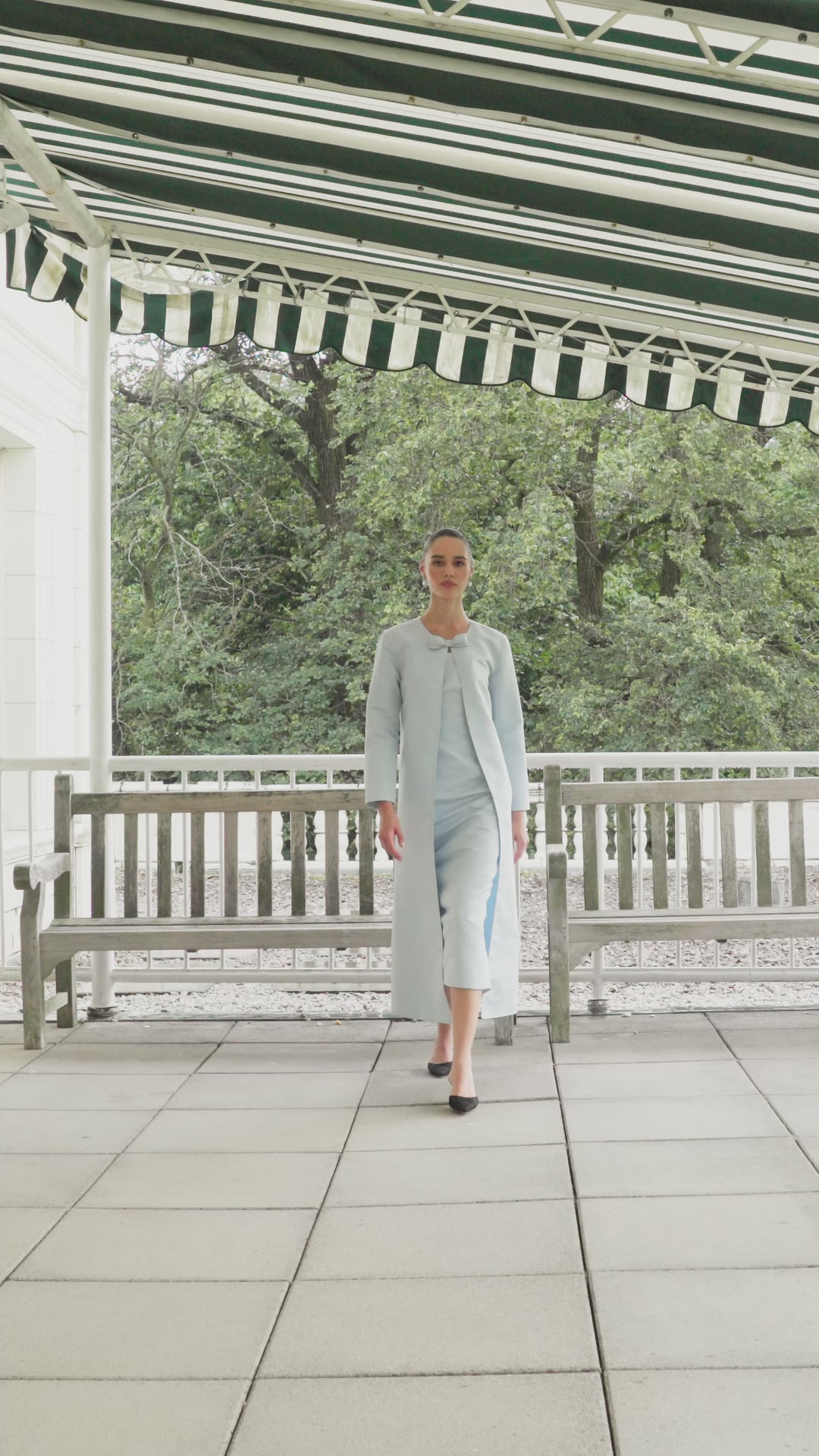 Jackie Silk Faille Bow Mid-Length Coat