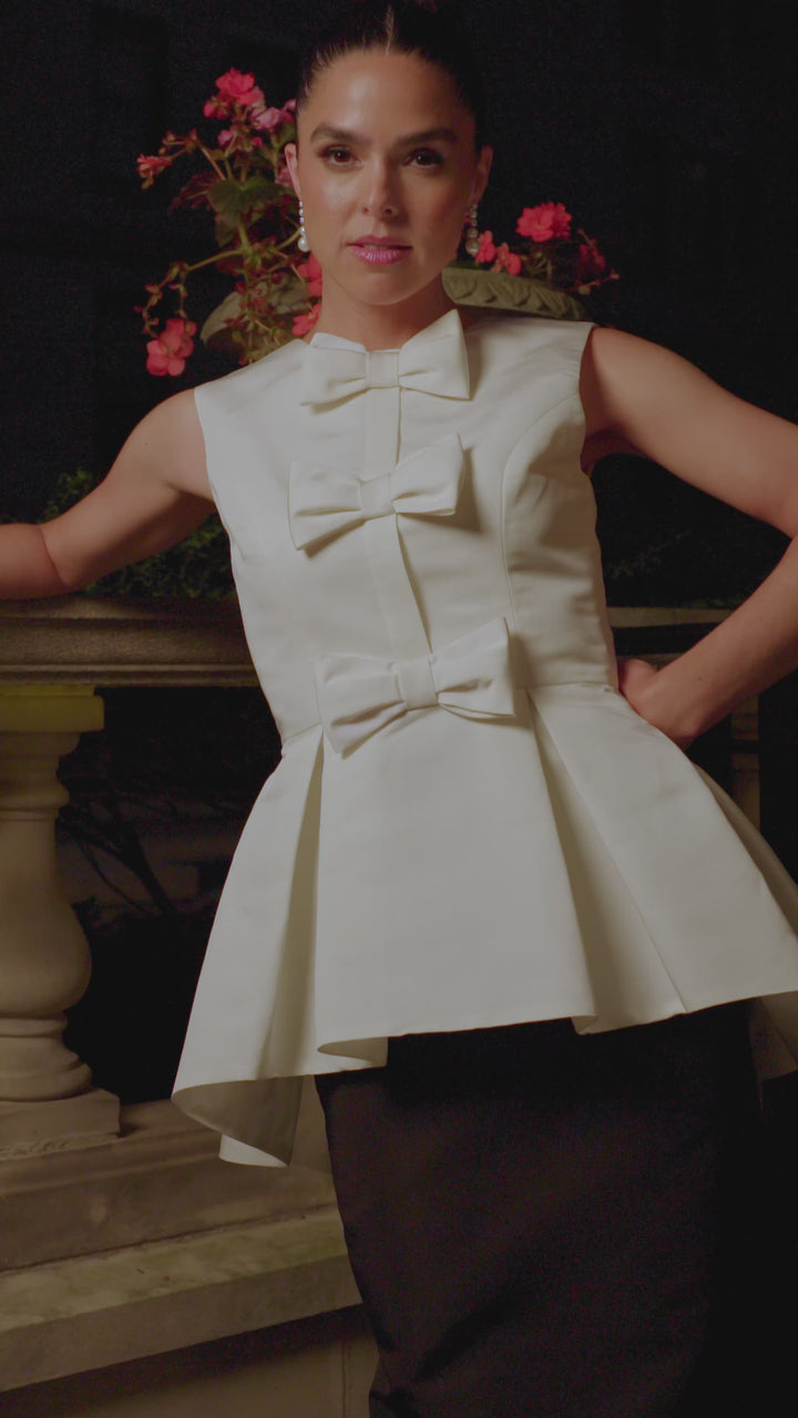 Odette Silk Faille Peplum Top