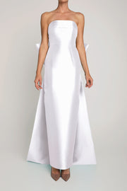 Camille Silk and Wool Column Gown with Removable Train